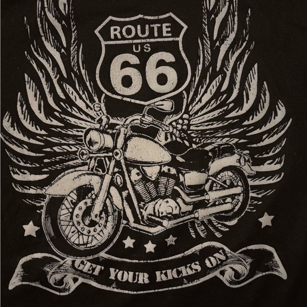 Black & Orange • Route 66 • Kids  • Girls • Short Sleeve • Cropped • Biker • Tee